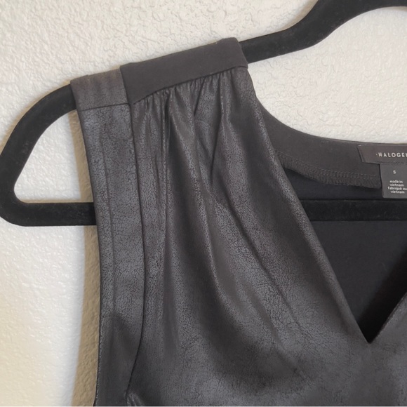 Halogen Faux Leather Black Media Sleeveless Top Size Small - Picture 5 of 8